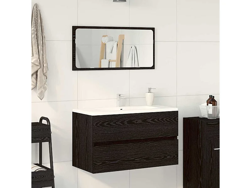 Set di mobili da bagno 2 pezzi Rovere nero