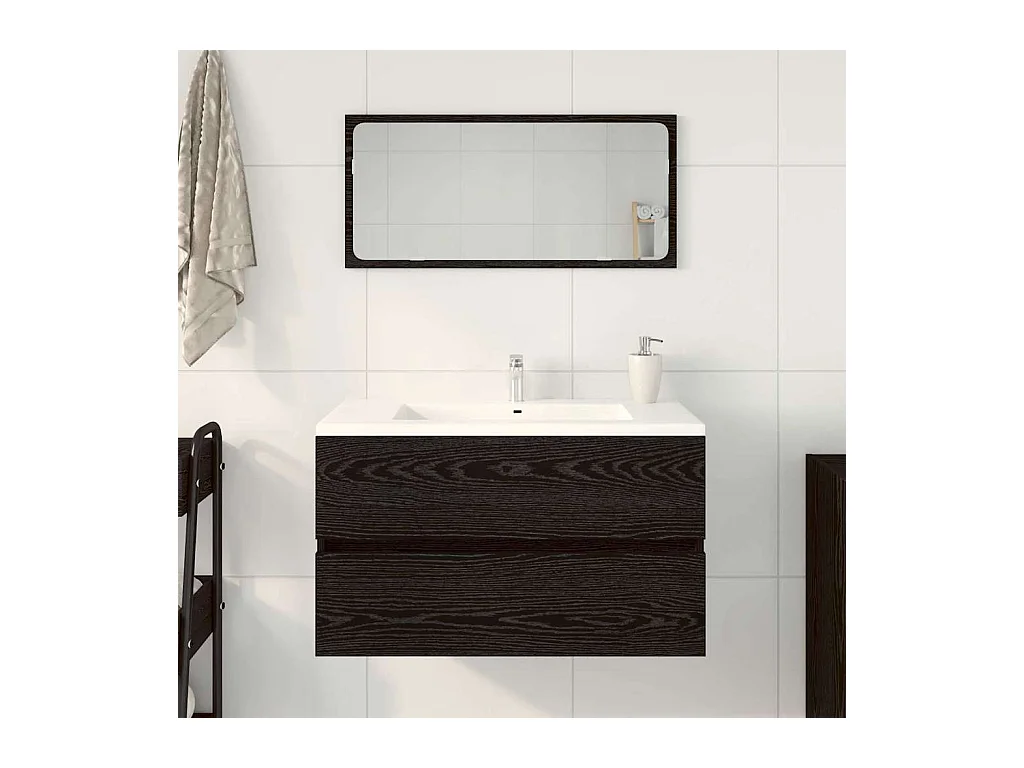 Ensemble de meubles de salle de bain 2 pcs Chêne noir