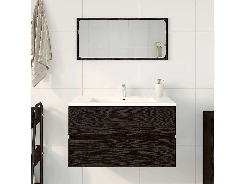 Ensemble de meubles de salle de bain 2 pcs Chêne noir