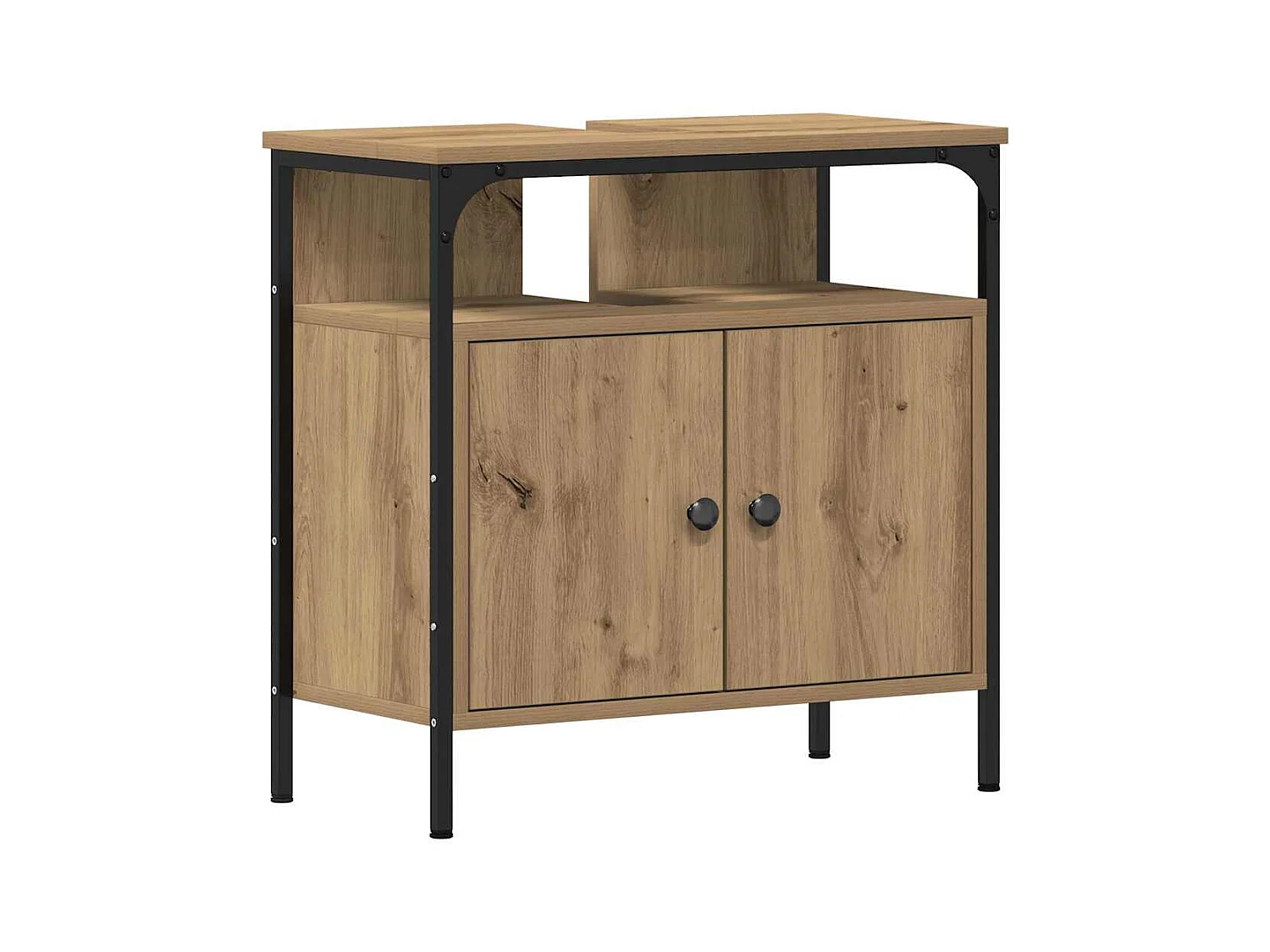 Conjunto de muebles de baño con puerta 2 piezas Marrón