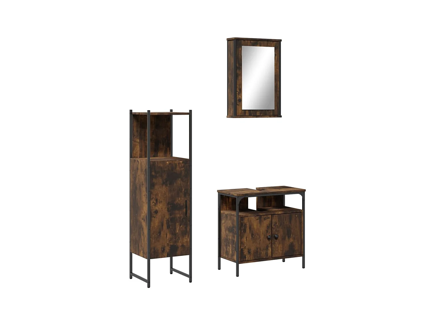 Conjunto de muebles de baño de 3 piezas Roble Ahumado