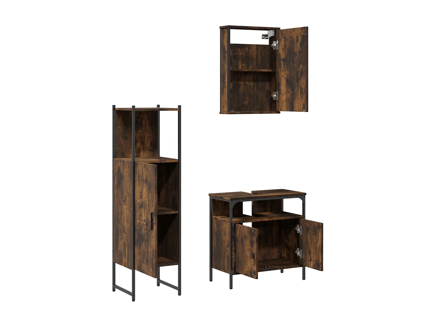 Conjunto de muebles de baño de 3 piezas Roble Ahumado