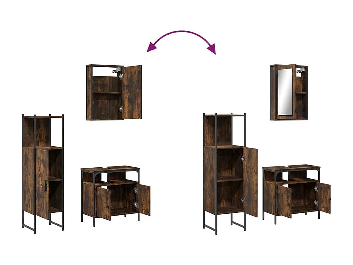 Conjunto de muebles de baño de 3 piezas Roble Ahumado