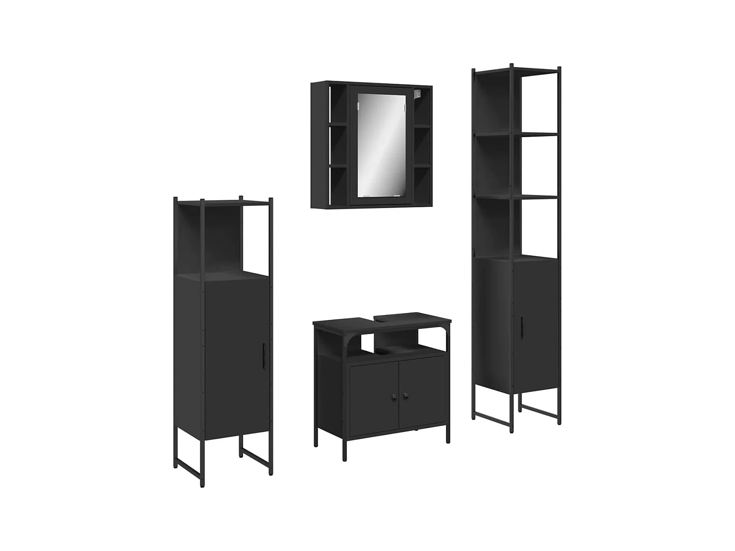 Ensemble d’armoires salle de bain 4 pcs noir bois d'ingénierie