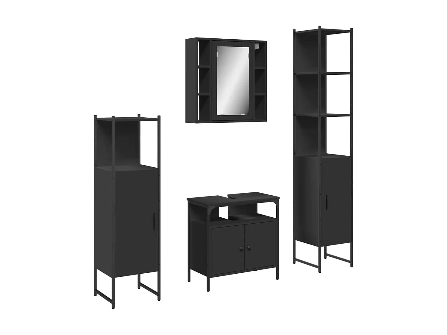 Ensemble d’armoires salle de bain 4 pcs noir bois d'ingénierie