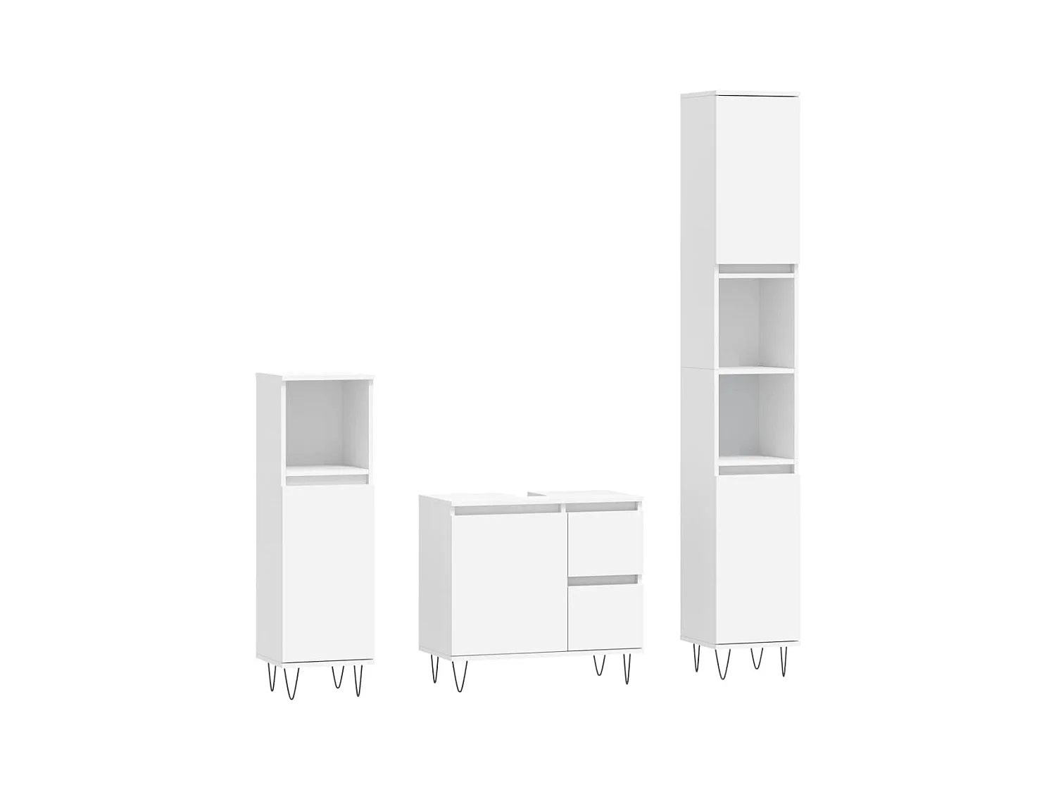 Ensemble de meubles salle de bain 3 pcs blanc bois d'ingénierie