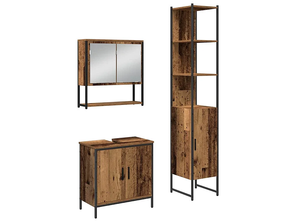 Ensemble de mobilier de salle de bain avec étagère 3 pcs Marron