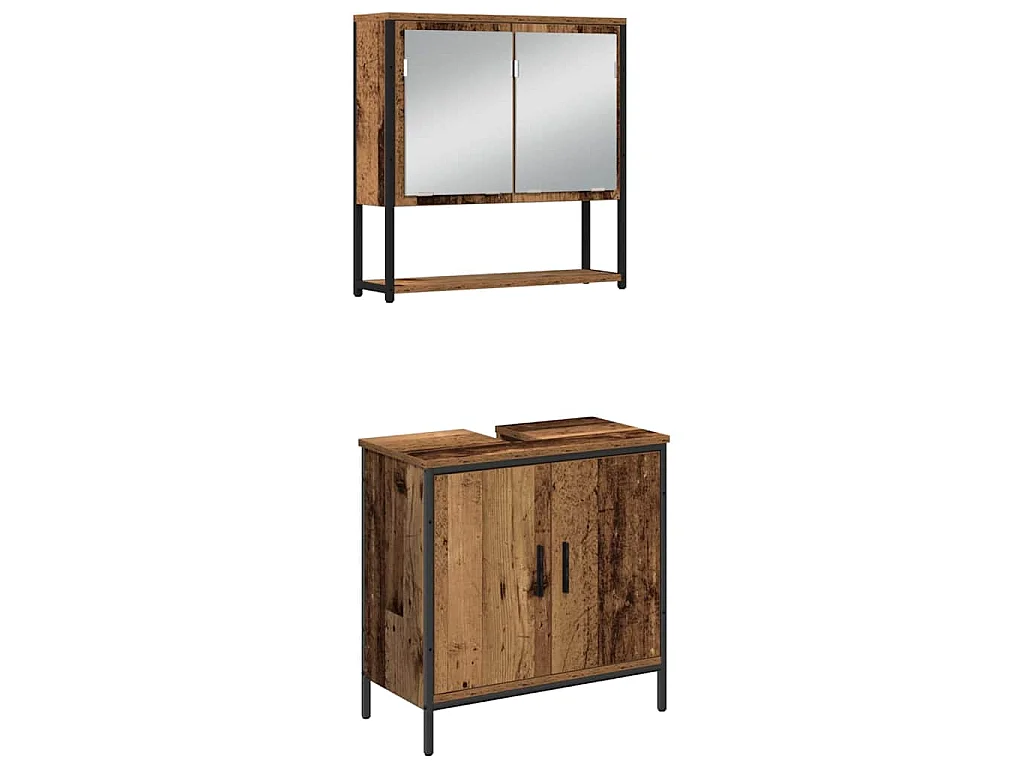 Ensemble de mobilier de salle de bain avec étagère 3 pcs Marron