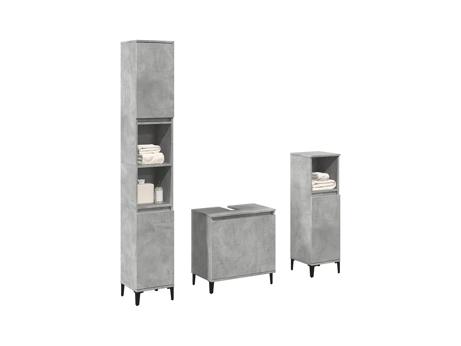 Ensemble de meubles de salle de bain 3 pcs gris béton