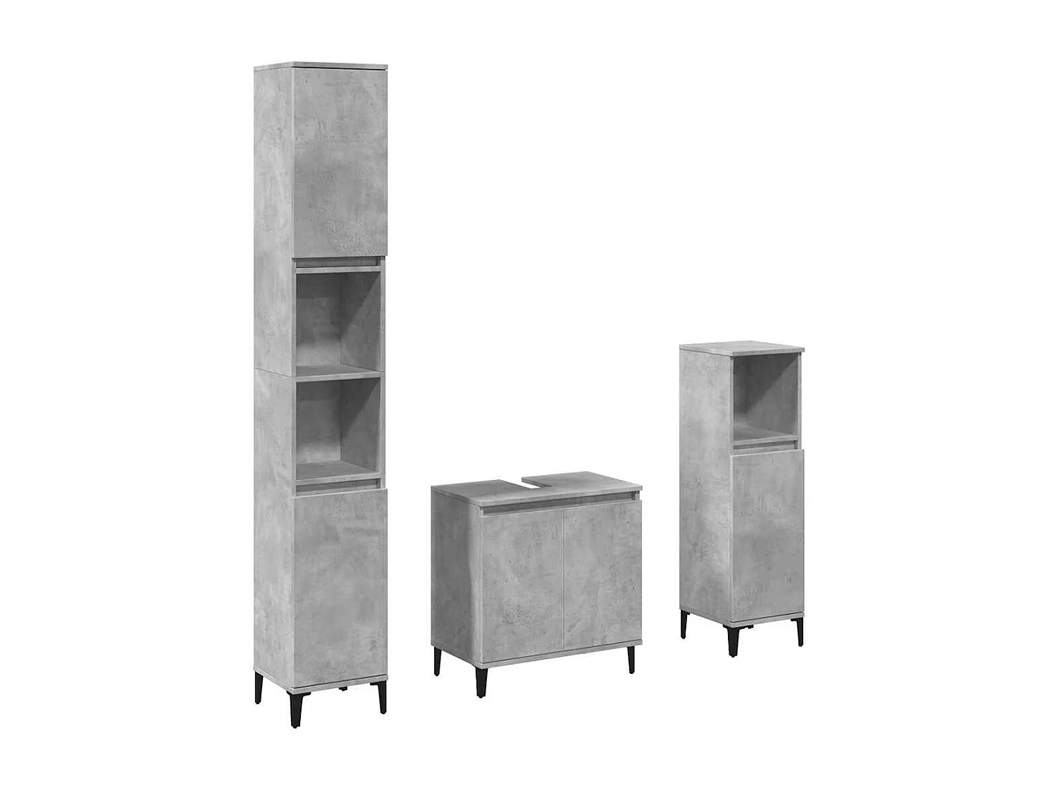 Ensemble de meubles de salle de bain 3 pcs gris béton