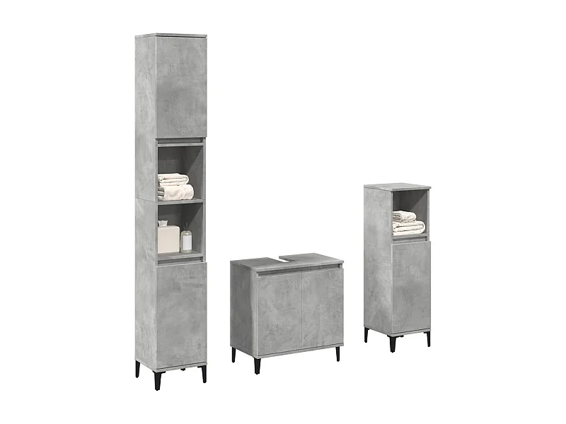Ensemble de meubles de salle de bain 3 pcs gris béton