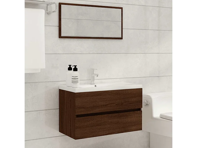 Ensemble de meubles de salle de bain 2 pcs Chêne marron
