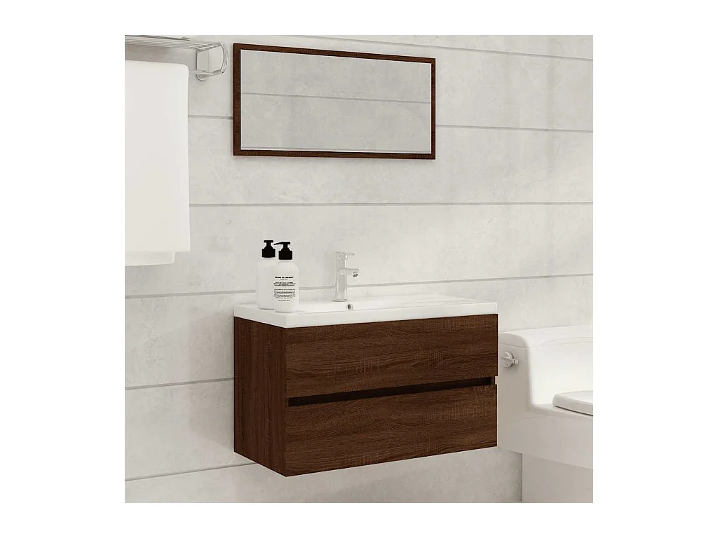 Ensemble de meubles de salle de bain 2 pcs Chêne marron