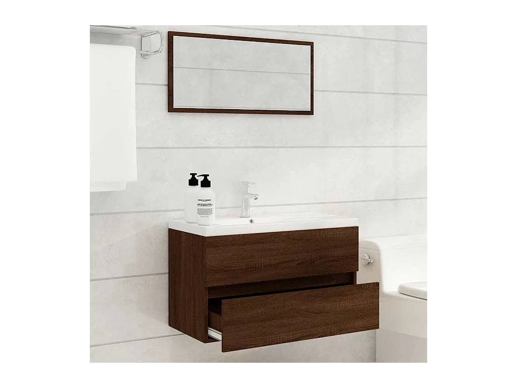 Ensemble de meubles de salle de bain 2 pcs Chêne marron