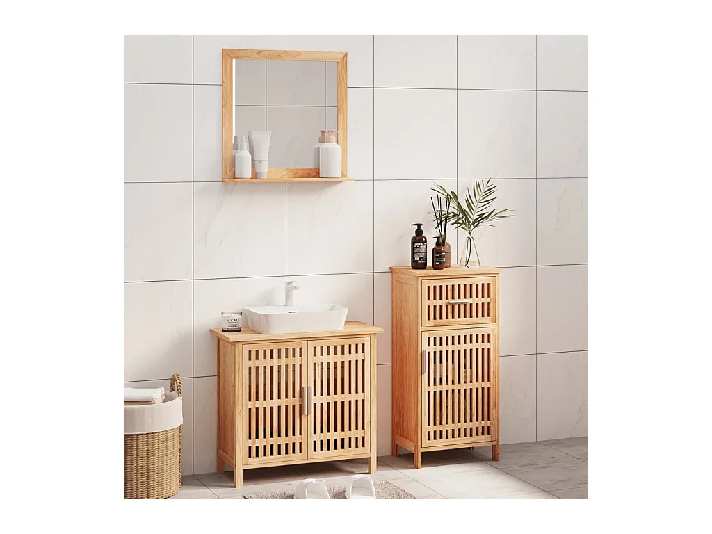 Ensemble de meubles de salle de bain 3 pcs Bois massif de noyer
