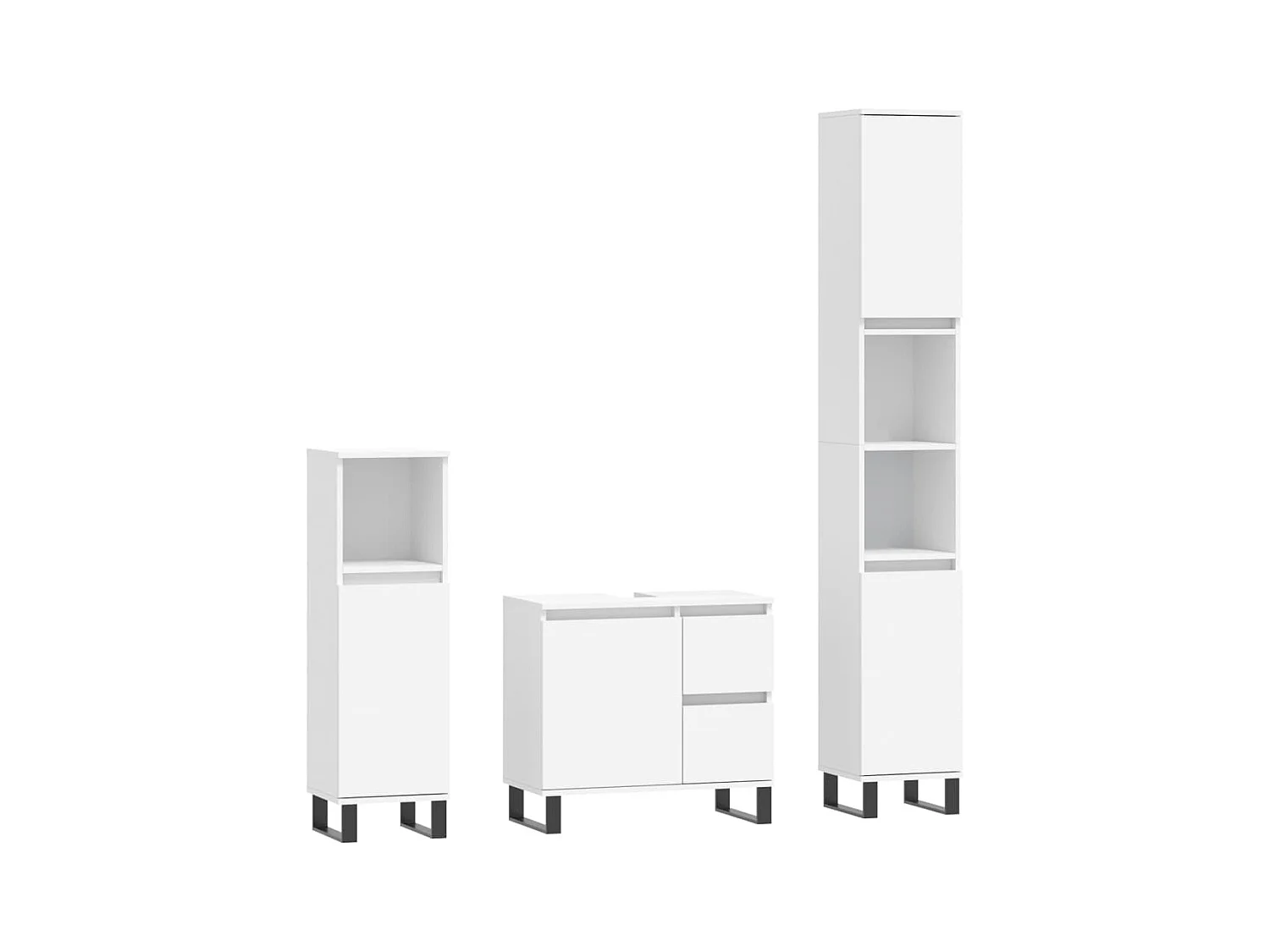 Ensemble de meubles salle de bain 3 pcs blanc bois d'ingénierie