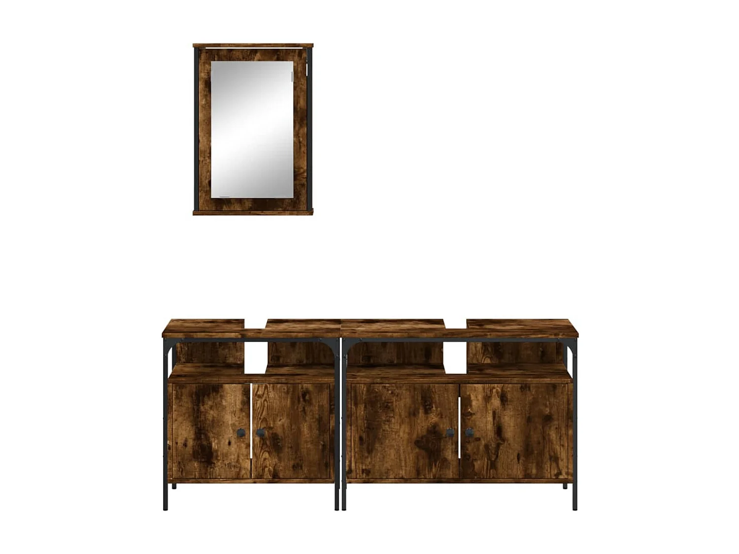 Ensemble de meubles de salle de bain 3 pcs Chêne fumé