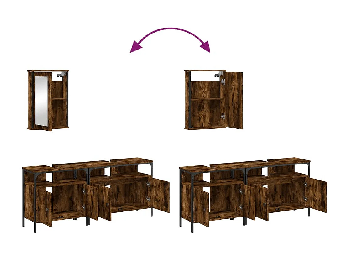 Ensemble de meubles de salle de bain 3 pcs Chêne fumé