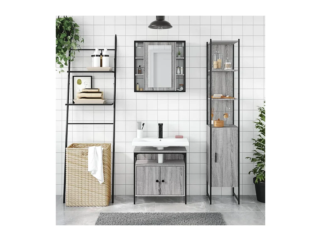Set di mobili da bagno Sonoma Gray da 3 pezzi