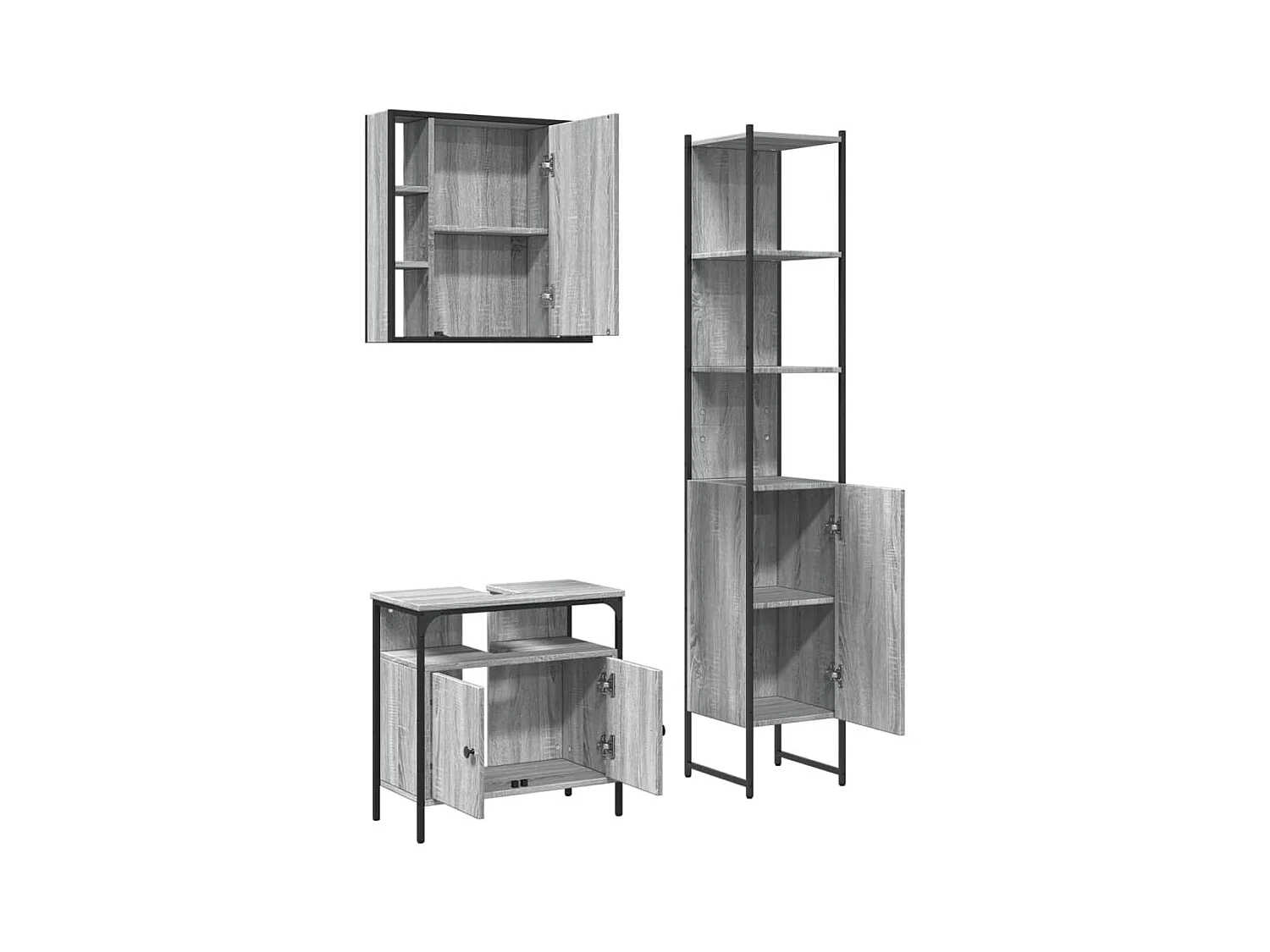 Set di mobili da bagno Sonoma Gray da 3 pezzi