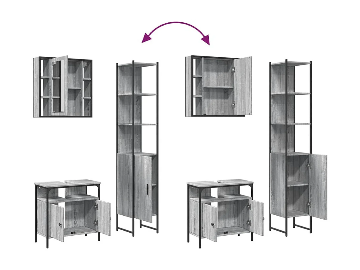 Set di mobili da bagno Sonoma Gray da 3 pezzi