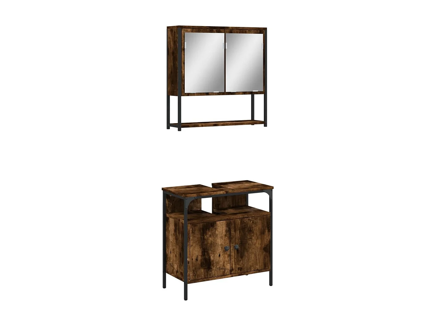 Ensemble de meubles de salle de bain 2 pcs Chêne fumé