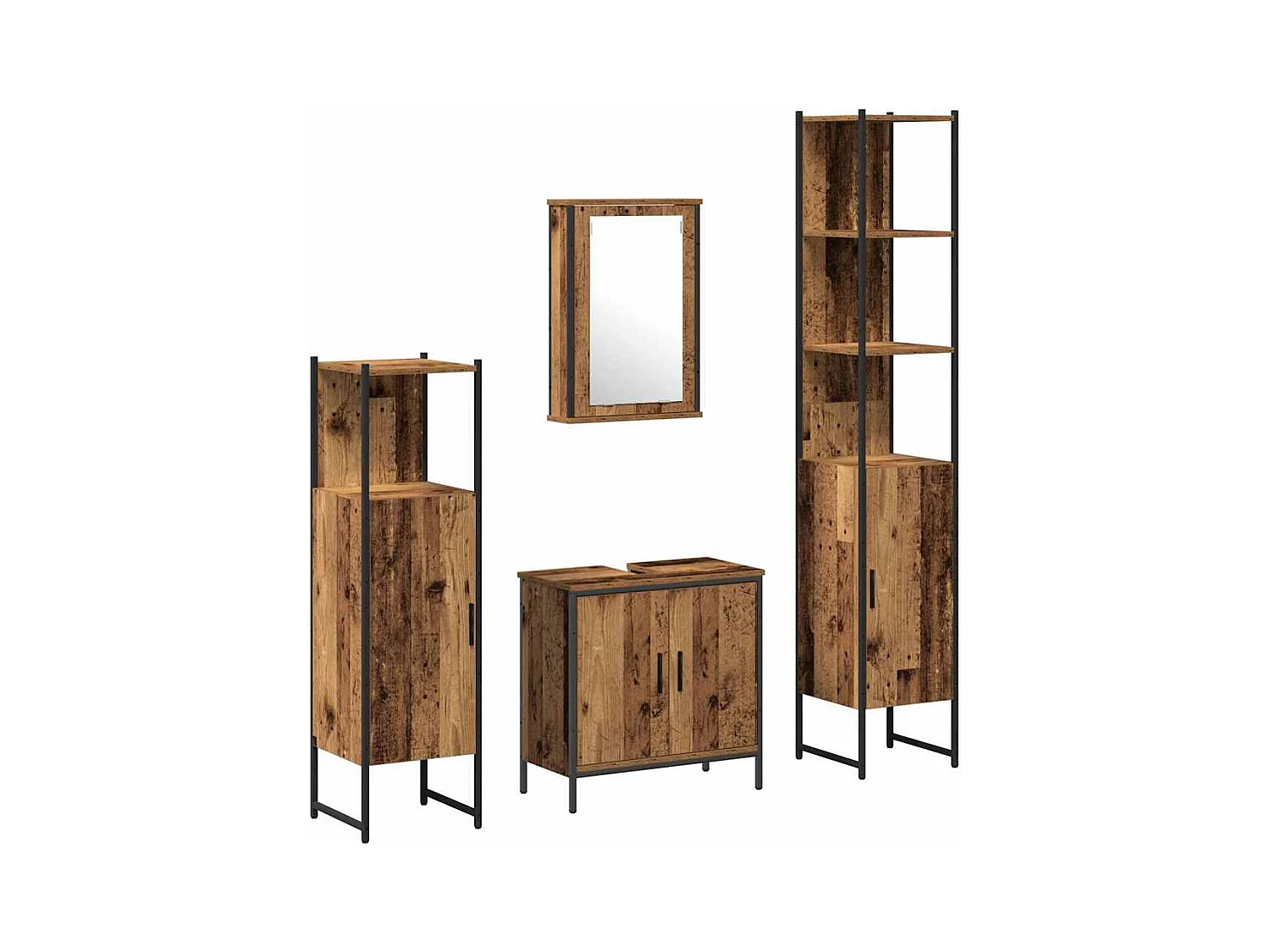 Ensemble de mobilier de salle de bain avec étagère 4 pcs Marron