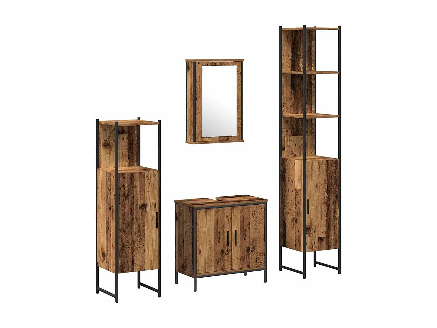 Conjunto de muebles de baño con estante 4 piezas marrón