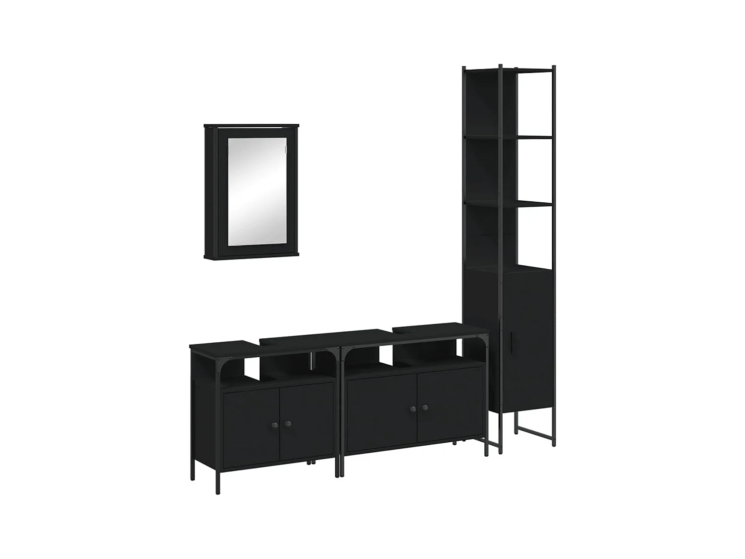 Ensemble de meubles salle de bain 4 pcs noir bois d'ingénierie