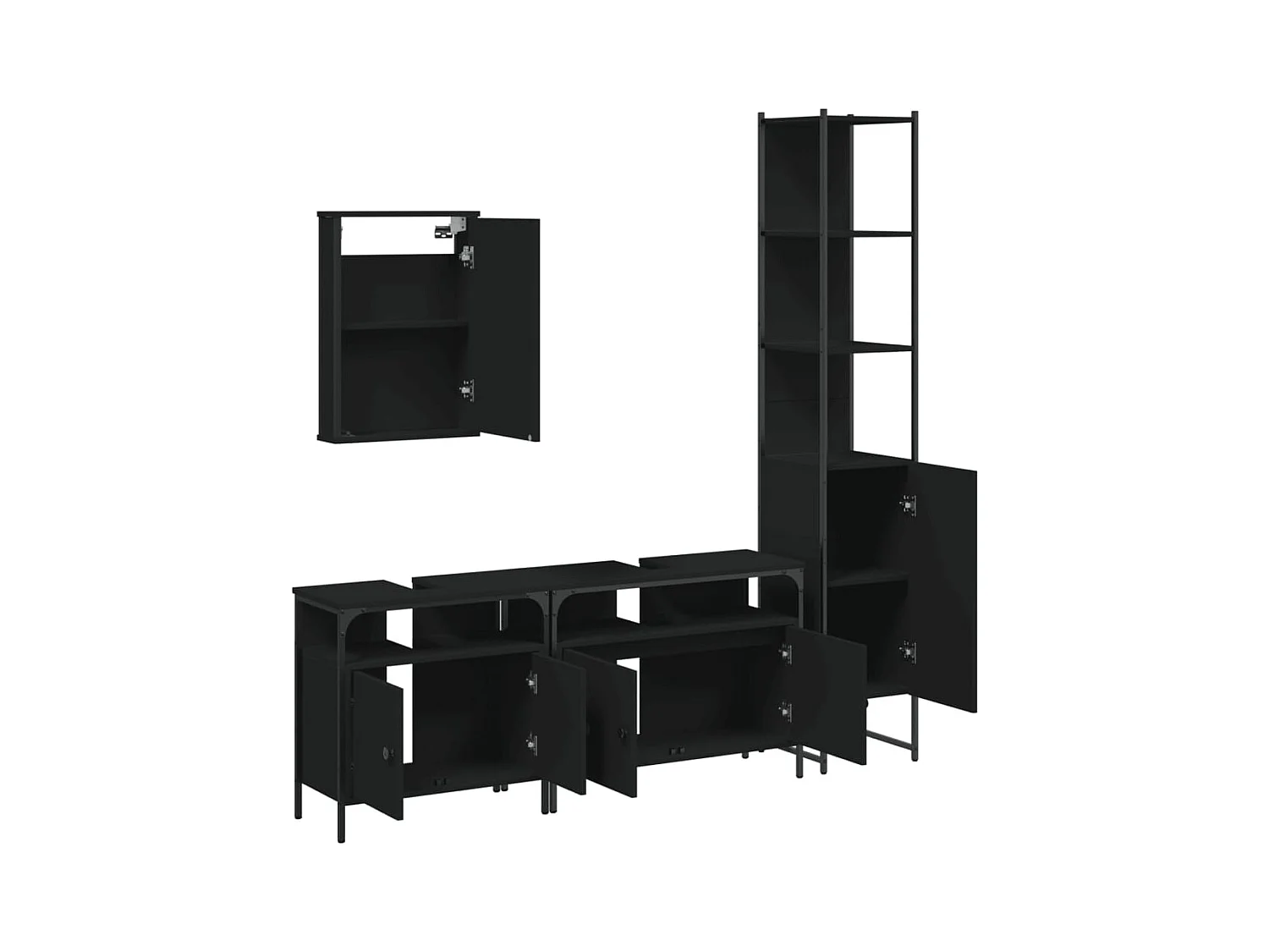 Ensemble de meubles salle de bain 4 pcs noir bois d'ingénierie