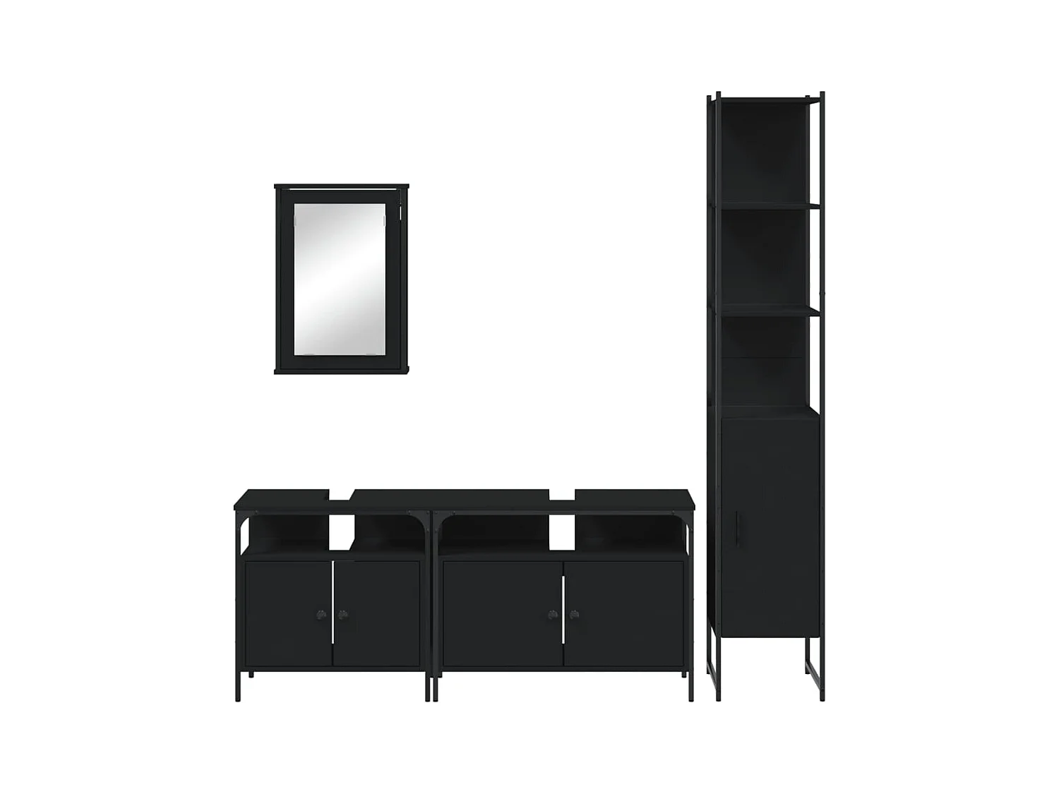 Ensemble de meubles salle de bain 4 pcs noir bois d'ingénierie