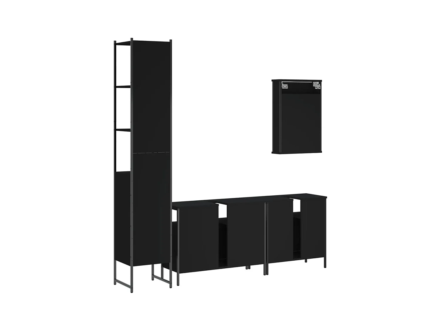 Ensemble de meubles salle de bain 4 pcs noir bois d'ingénierie