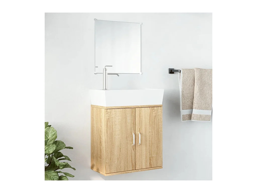 Ensemble de meubles salle de bain 2 pcs chêne bois d'ingénierie