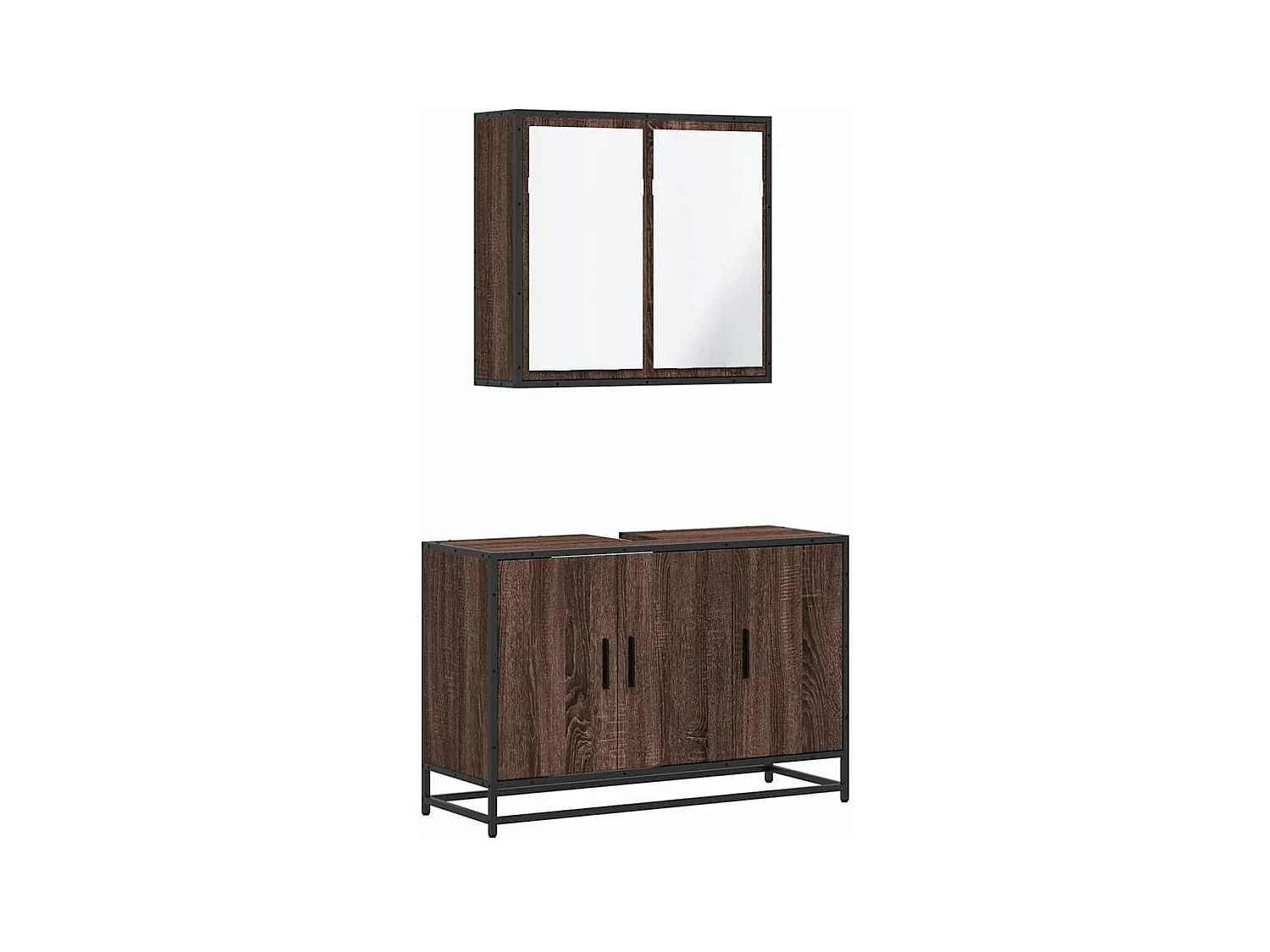 Ensemble de meubles de salle de bain 2 pcs Chêne marron