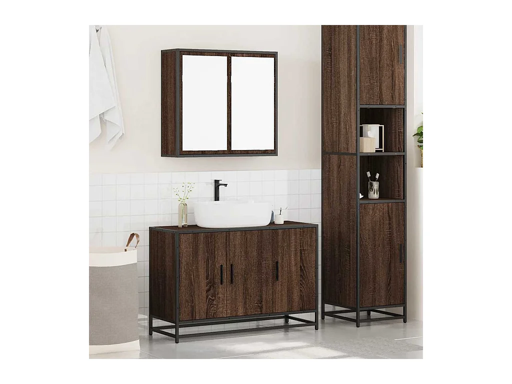 Ensemble de meubles de salle de bain 2 pcs Chêne marron