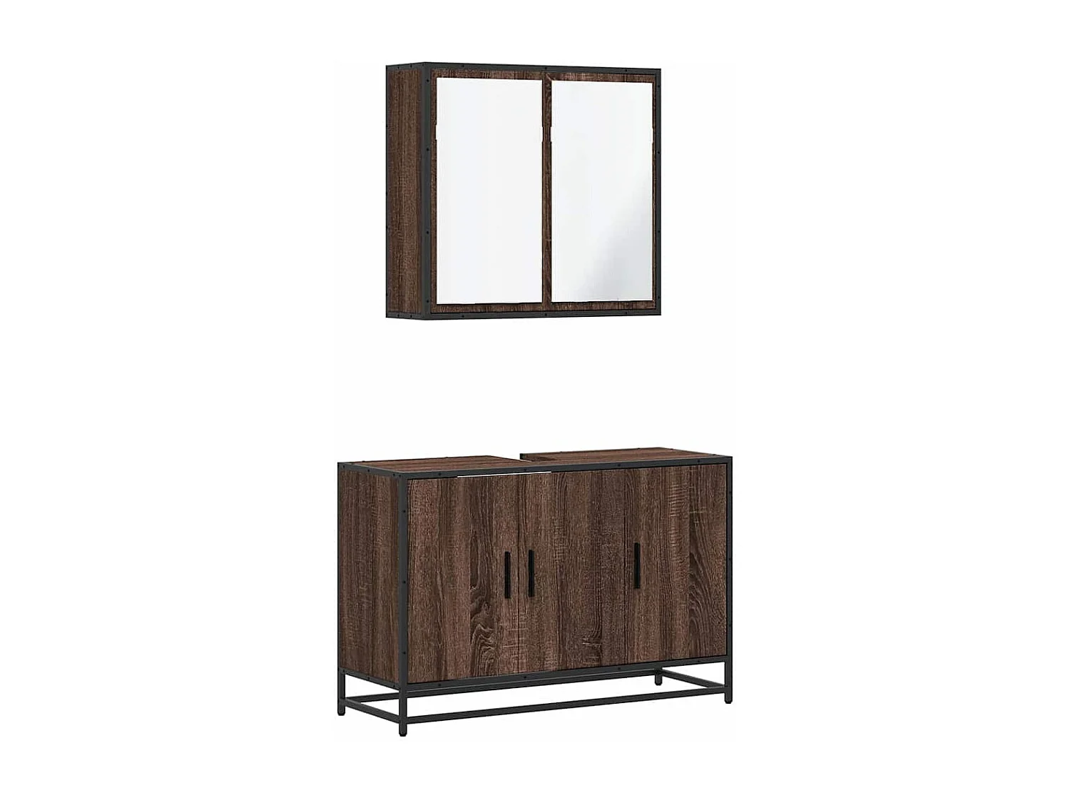 Ensemble de meubles de salle de bain 2 pcs Chêne marron