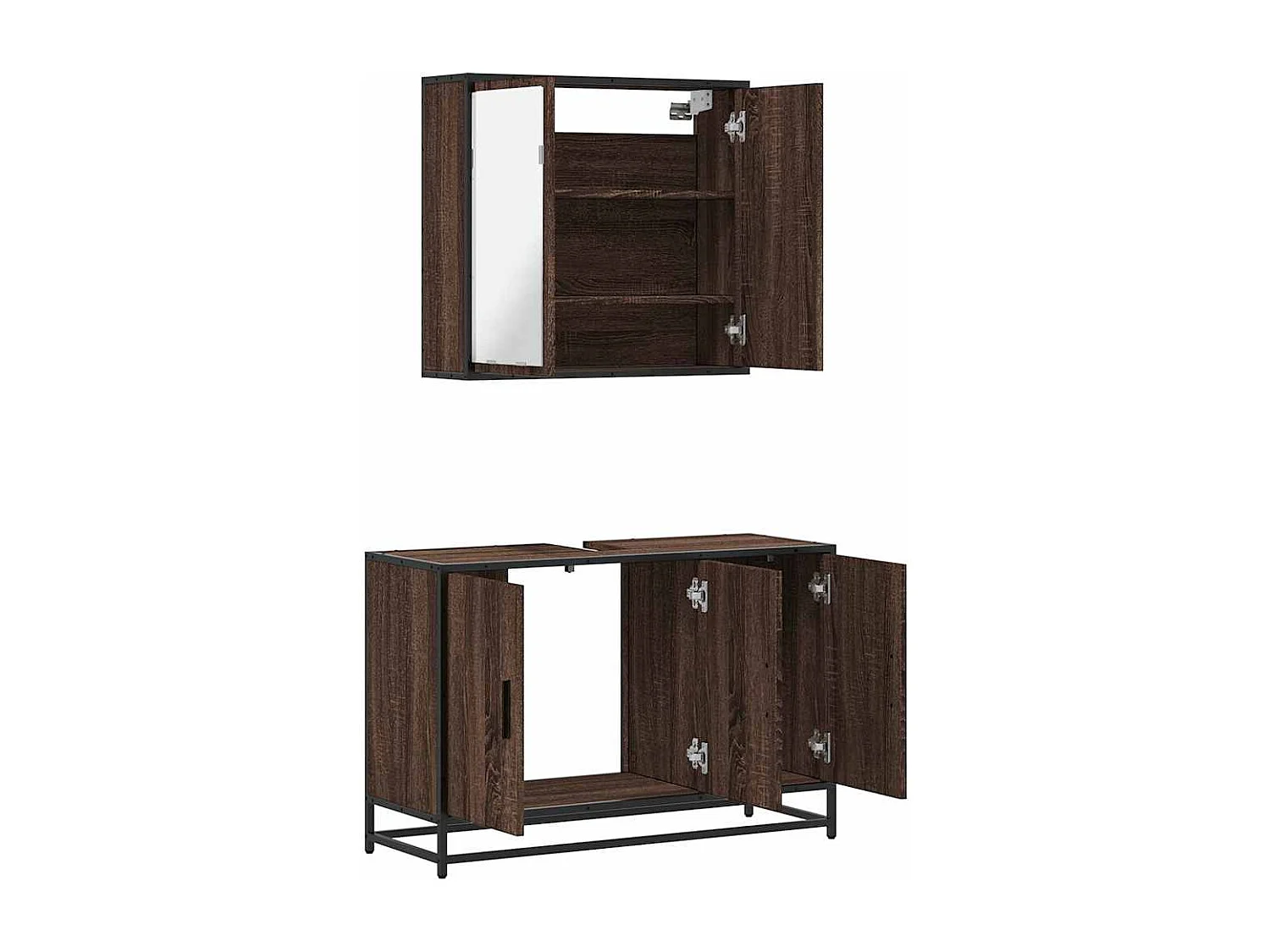 Ensemble de meubles de salle de bain 2 pcs Chêne marron
