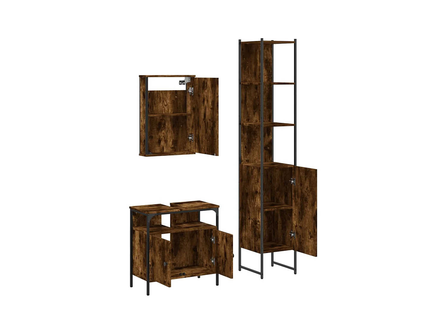 Ensemble de meubles de salle de bain 3 pcs Chêne fumé