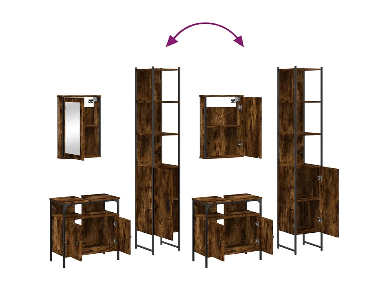 Ensemble de meubles de salle de bain 3 pcs Chêne fumé