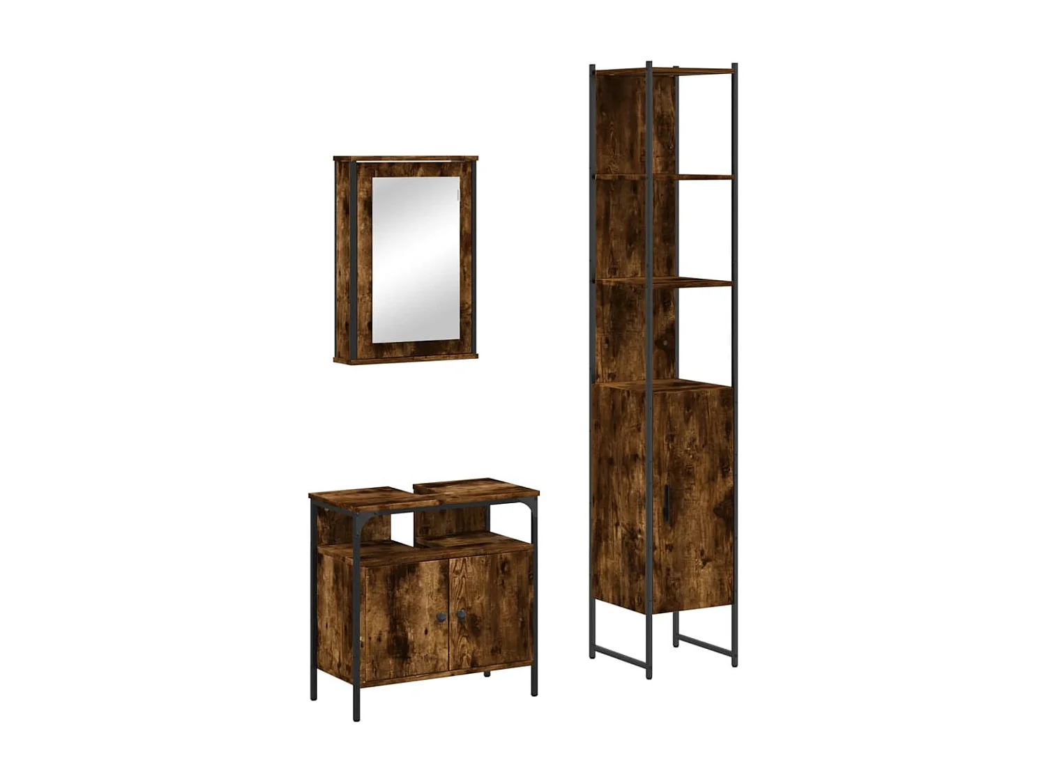 Ensemble de meubles de salle de bain 3 pcs Chêne fumé