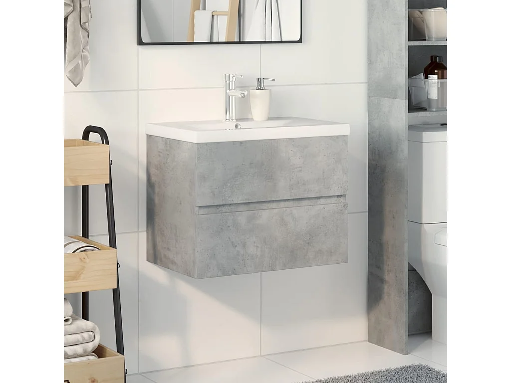 Set di mobili da bagno 2 pezzi grigio cemento