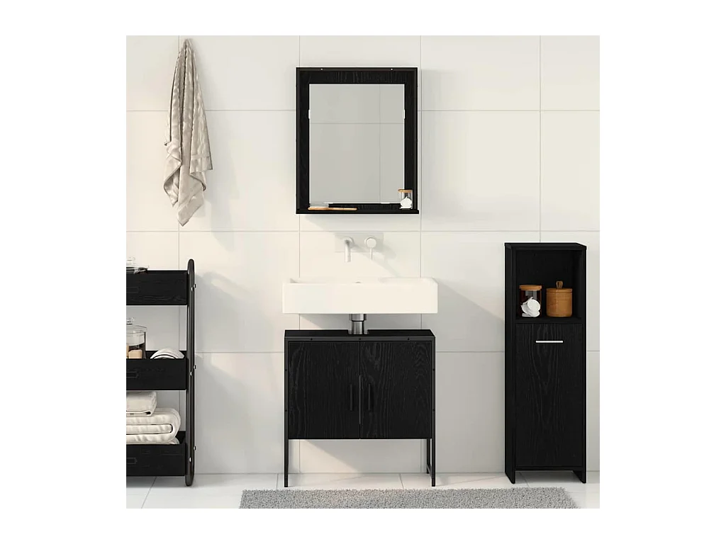 2-delige badkamermeubelset van zwart eikenhout