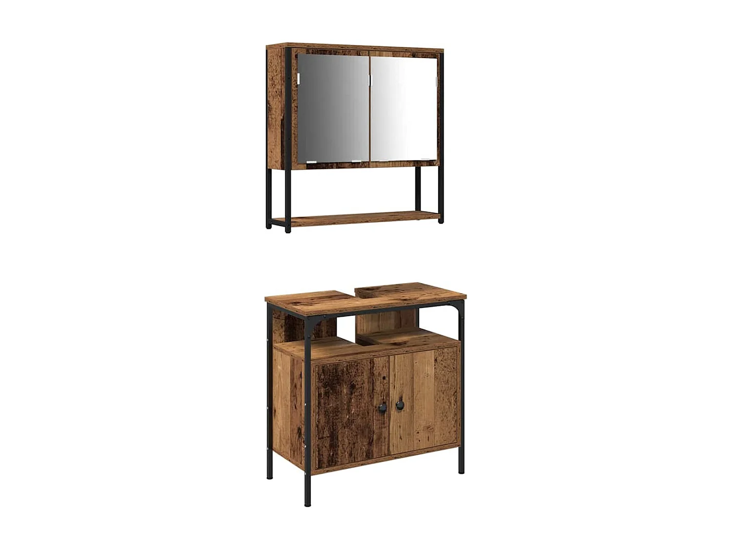 Ensemble de mobilier de salle de bain avec porte 2 pcs Marron