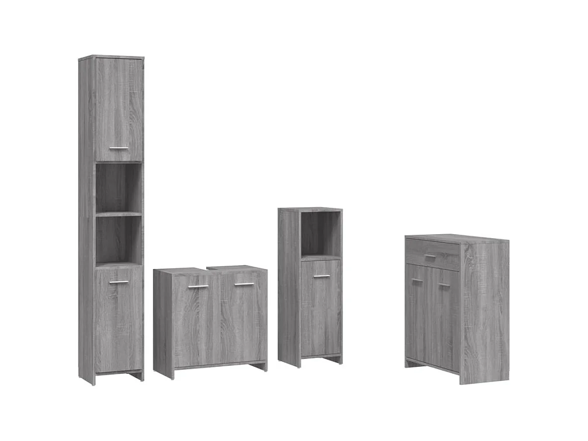 4-teiliges Badezimmermöbel-Set in Sonoma-Grau