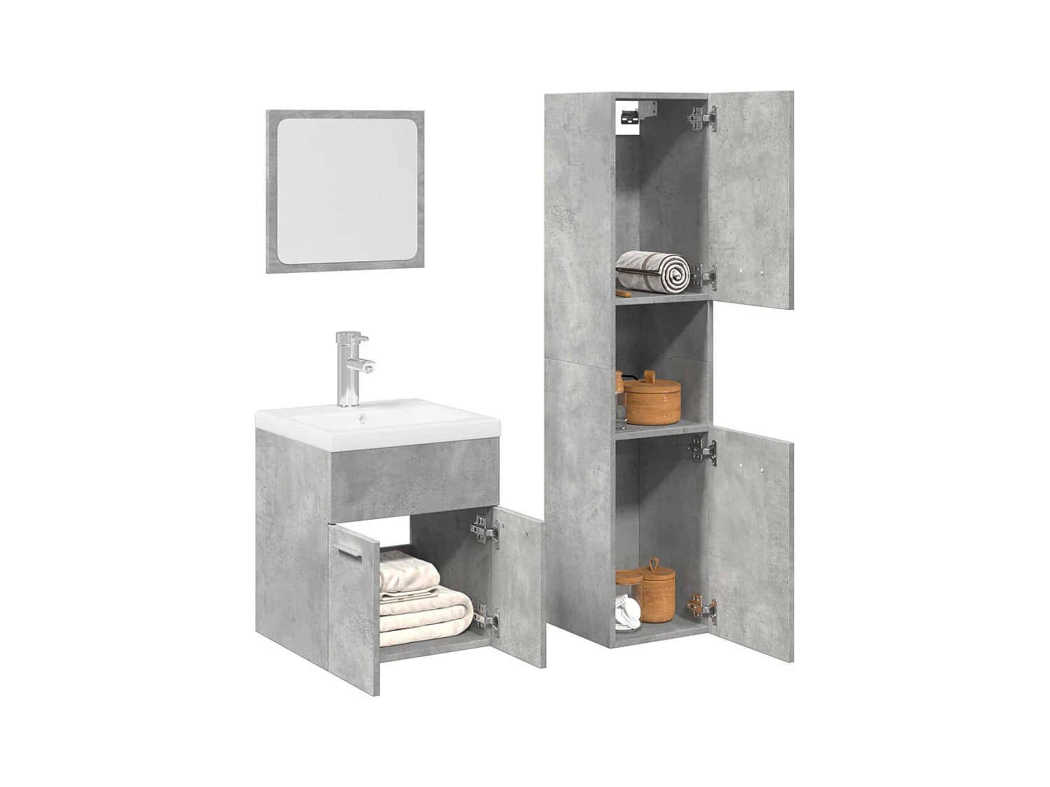 Set di mobili da bagno 3 pezzi grigio cemento