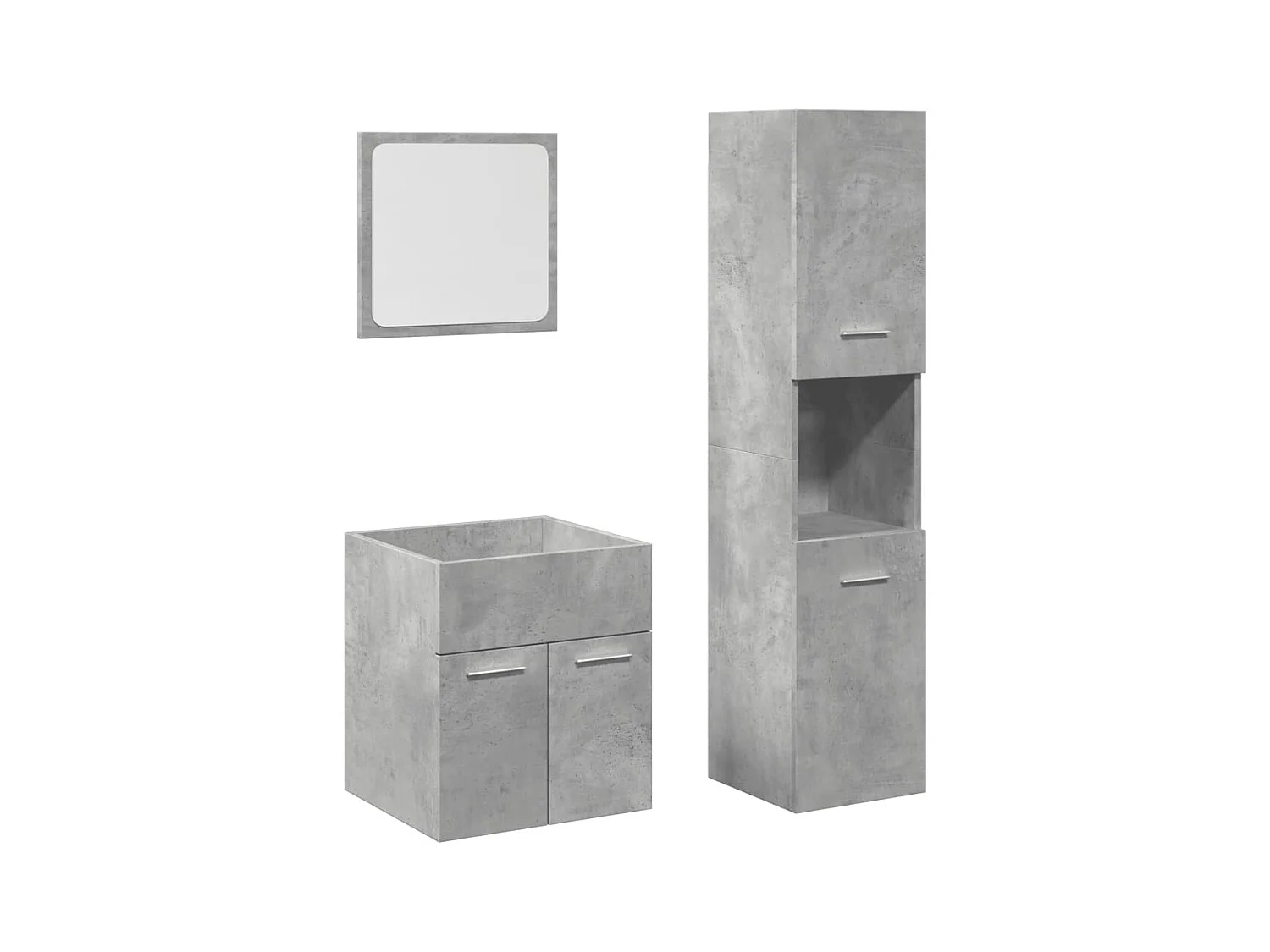Set di mobili da bagno 3 pezzi grigio cemento