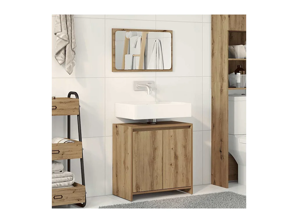 Ensemble de meubles salle de bain 2 pcs bois d'ingénierie
