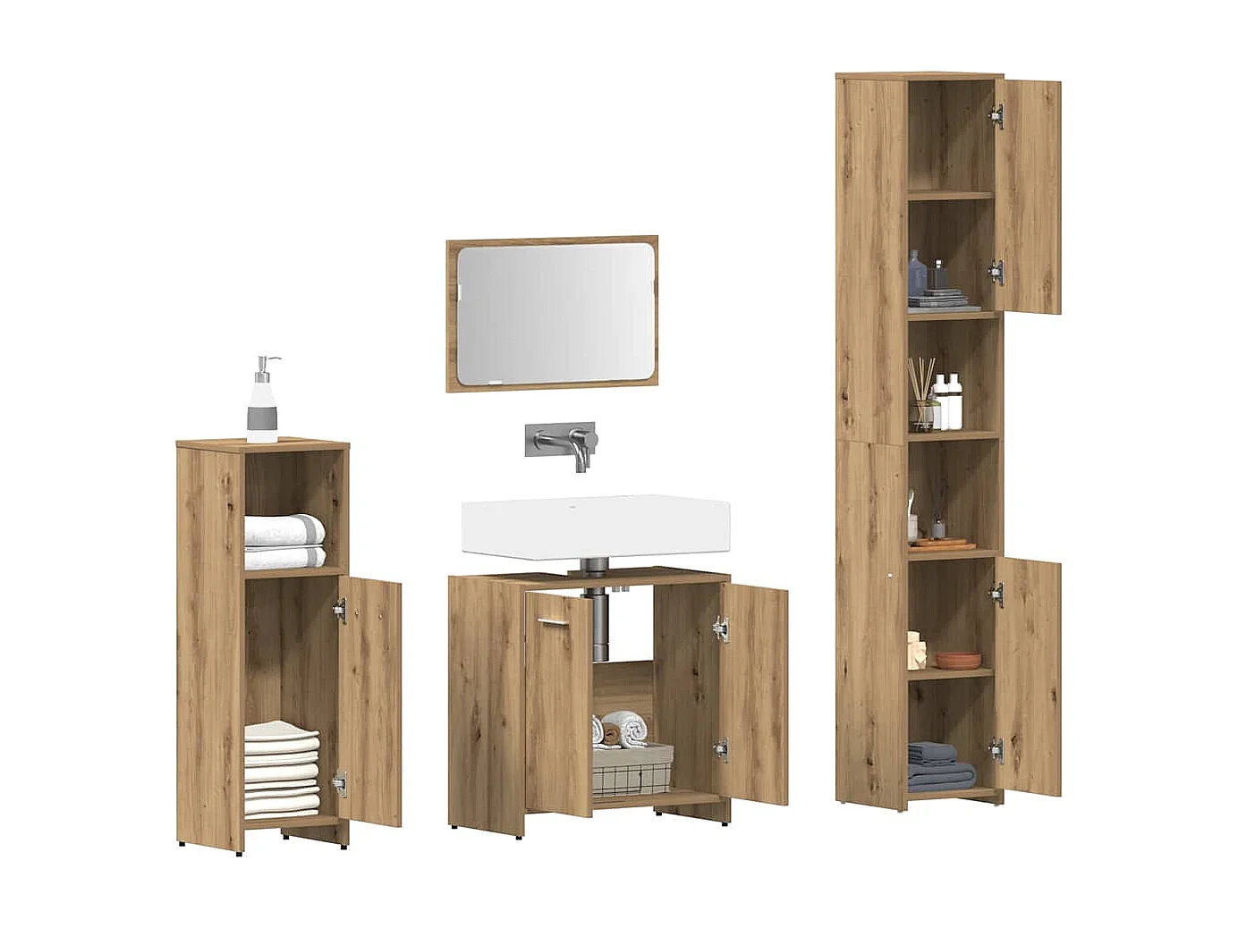 Ensemble de meubles salle de bain 4 pcs bois d'ingénierie