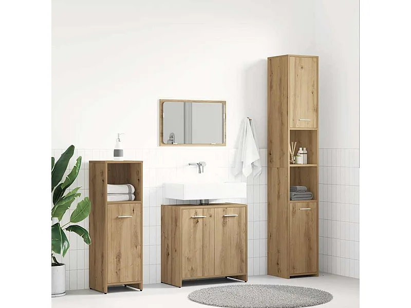 Set di mobili da bagno in legno ingegnerizzato da 4 pezzi