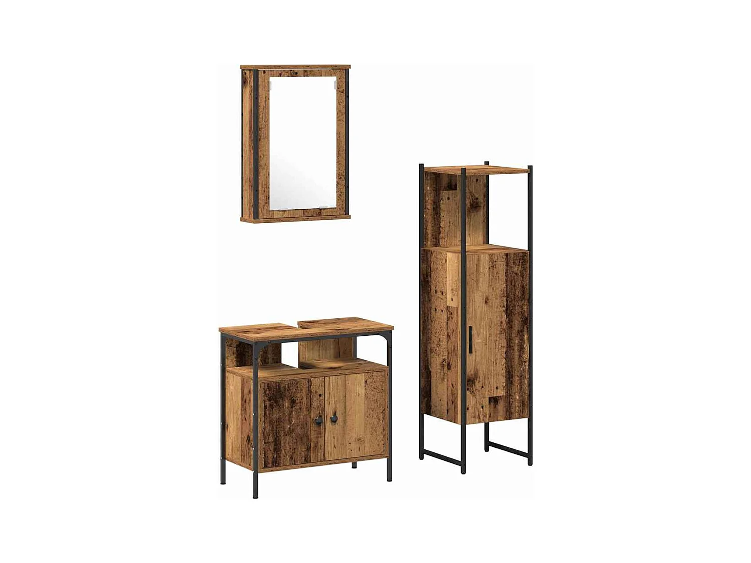 Ensemble de mobilier de salle de bain avec porte 3 pcs Marron